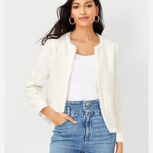 Ann Taylor Cream Textured Jacket